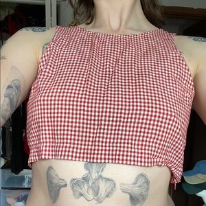 Tularosa Red and White Boxy Crop Tank Top